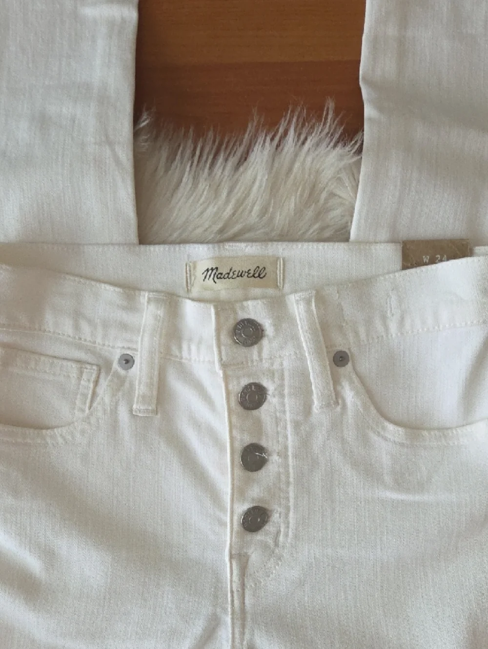 NWT Madewell White 9 Inch Mid Rise Skinny Jeans Button-Fly Sz 24